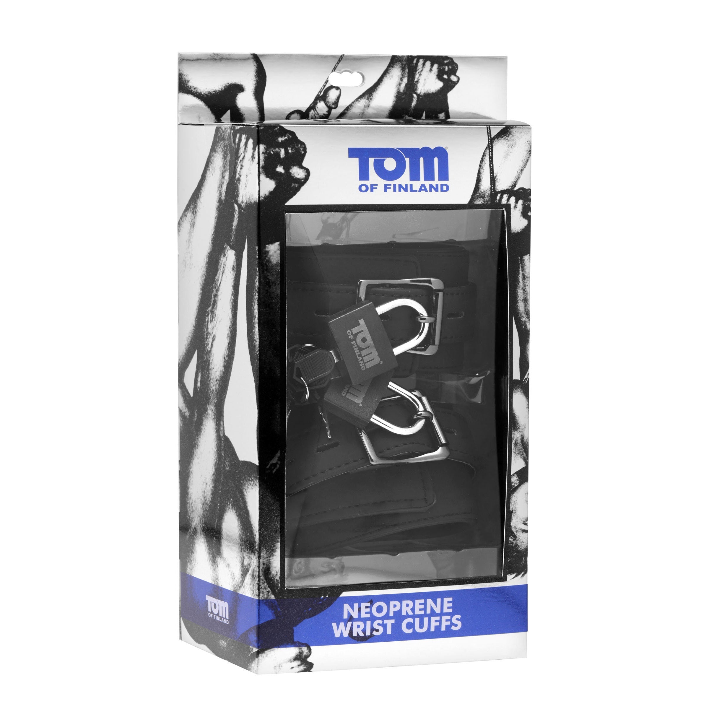 Tom of Finland Neoprene Wrist Cuffs in original packaging