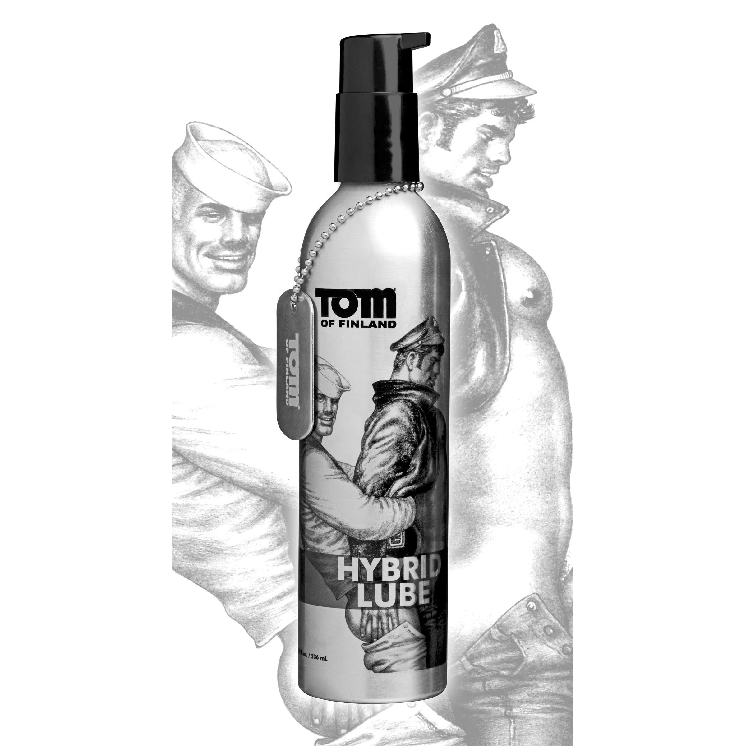 Tom of Finland Hybrid Lube 8 oz with a minimalist presentation