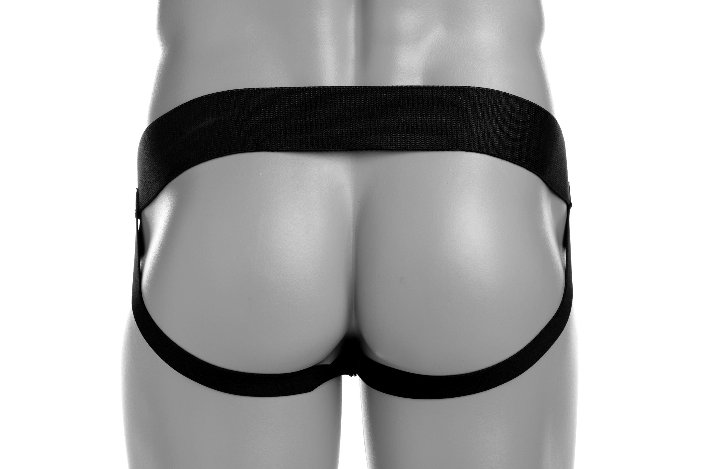 Mannequin displaying Tom of Finland leather jock strap with black waistband