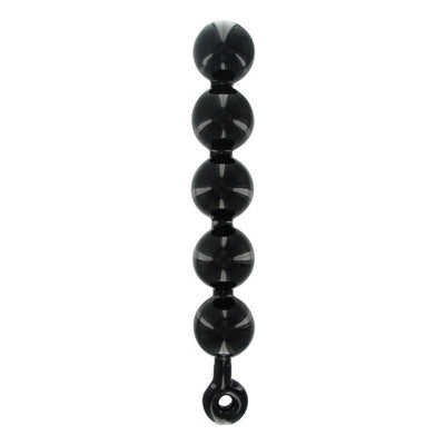 Close-up of the Black Baller Anal Beads with a sleek design