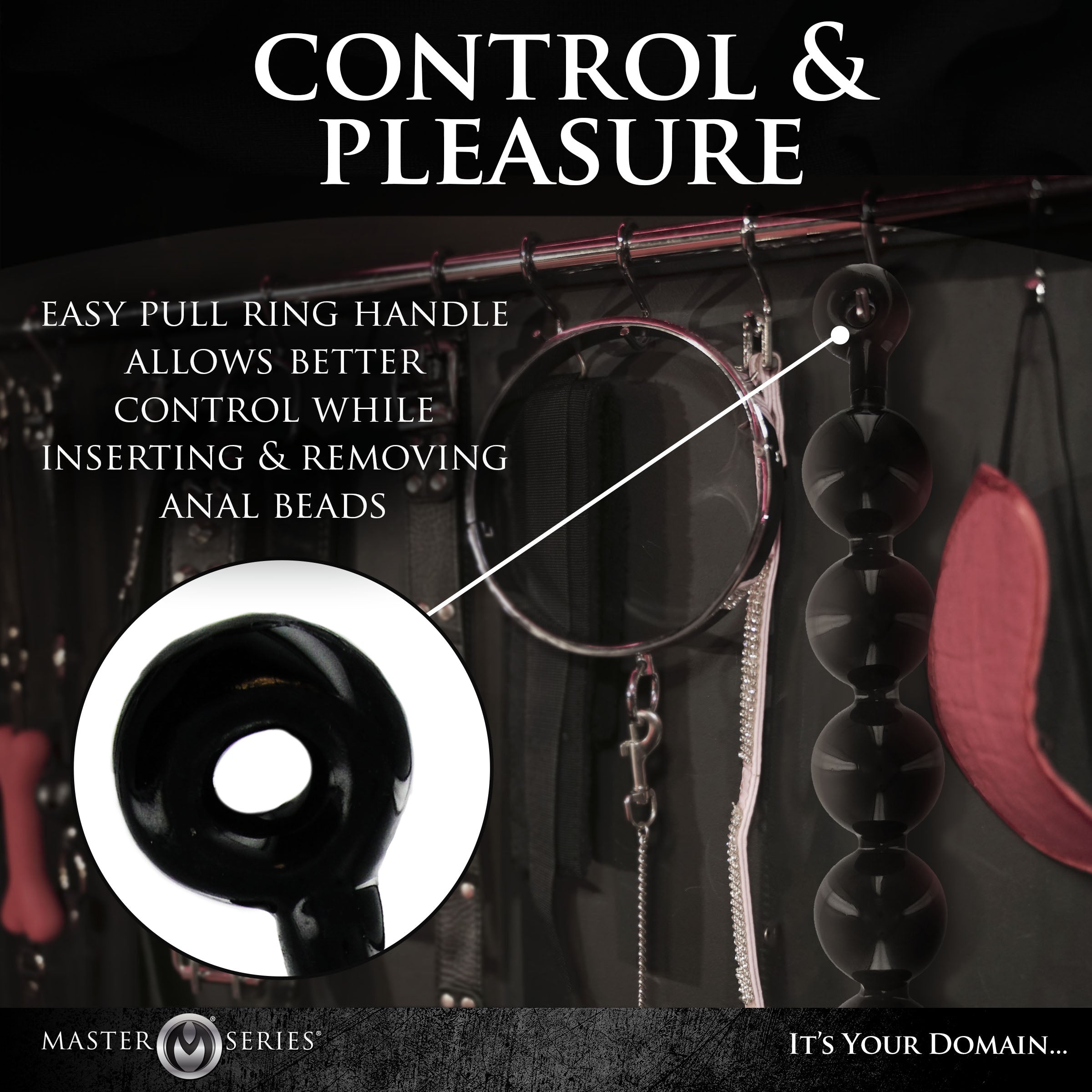 Black Baller Anal Beads designed for controlled pleasure enhancement